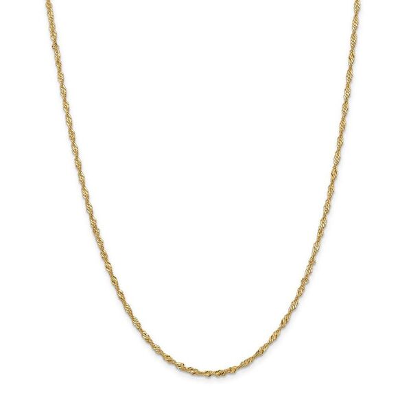 2mm, 14k Yellow Gold, Singapore Chain Necklace, 24 Inch - Picture 3 of 8